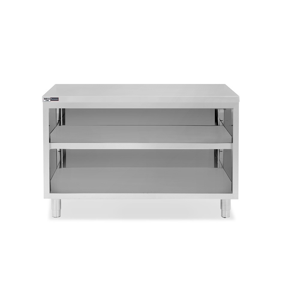 Tavolo a giorno in acciaio inox con 2 ripiani L 1400 mm x P 700 mm x H 865 mm