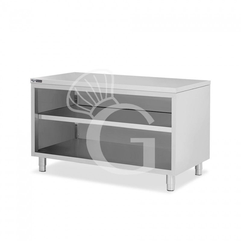 Tavolo a giorno in acciaio inox con 2 ripiani L 1700 mm x P 700 mm x H 865 mm