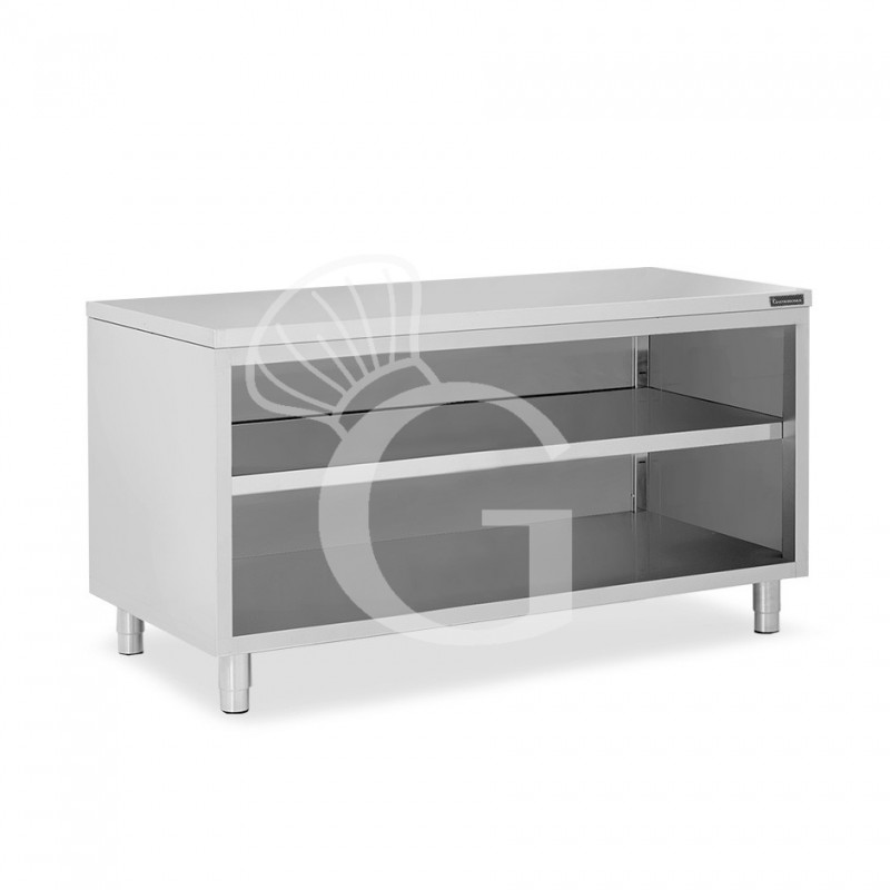 Tavolo a giorno in acciaio inox con 2 ripiani L 1800 mm x P 600 mm x H 850 mm