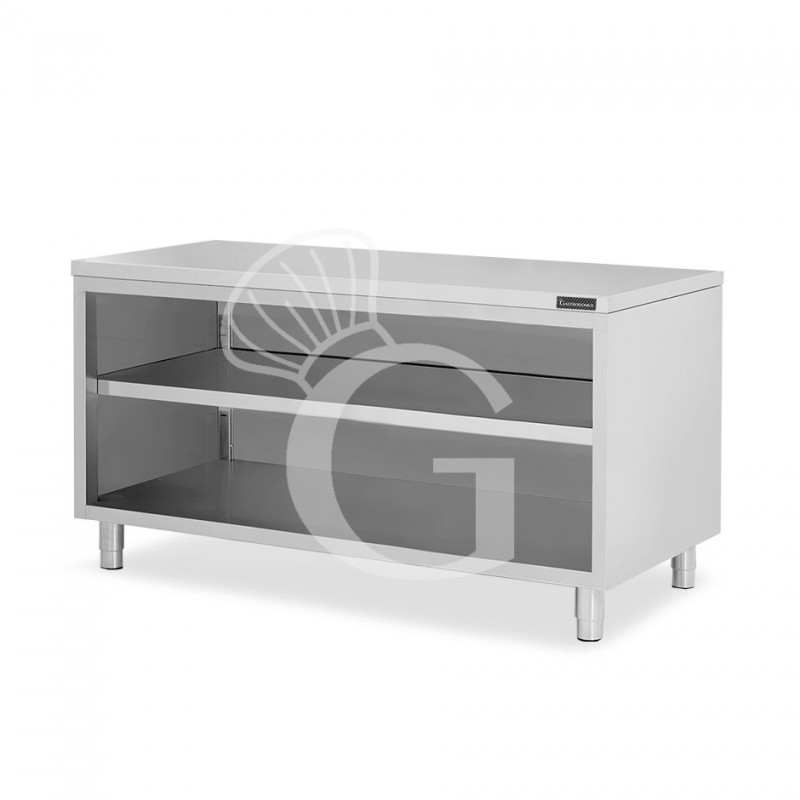 Tavolo a giorno in acciaio inox con 2 ripiani L 1900 mm x P 600 mm x H 850 mm Tavolo a giorno in acciaio inox con 2 ripiani L 1900 mm x P 600 mm x H 850 mm