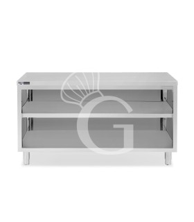 Tavolo a giorno in acciaio inox con 2 ripiani L 2000 mm x P 600 mm x H 865 mm