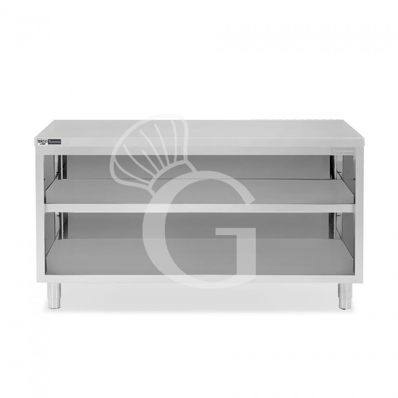 Tavolo a giorno in acciaio inox con 2 ripiani L 2000 mm x P 600 mm x H 865 mm Tavolo a giorno in acciaio inox con 2 ripiani L 2000 mm x P 600 mm x H 865 mm