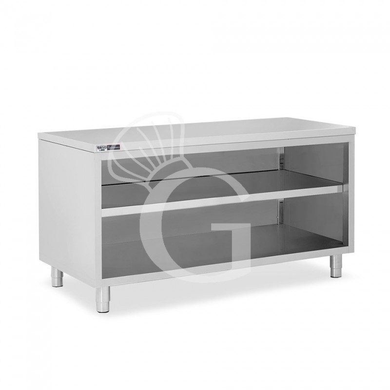 Tavolo a giorno in acciaio inox con 2 ripiani L 2000 mm x P 700 mm x H 865 mm