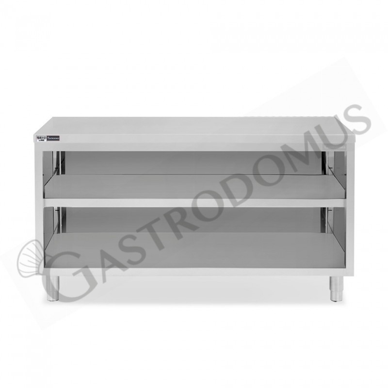 Tavolo a giorno in acciaio inox con 2 ripiani L 2000 mm x P 700 mm x H 865 mm Tavolo a giorno in acciaio inox con 2 ripiani L 2000 mm x P 700 mm x H 865 mm