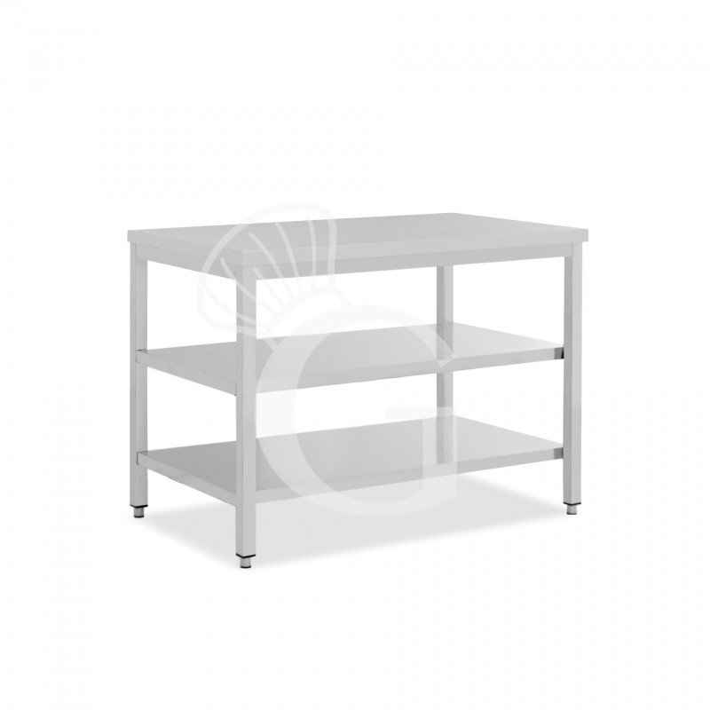 Tavolo inox 2 ripiani L 1200 mm x P 700 mm x H 865 mm