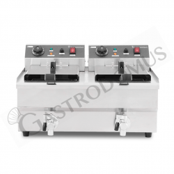 Friggitrice elettrica da banco con rubinetto 2 vasche 10+10 LT potenza 3+3 KW Monofase