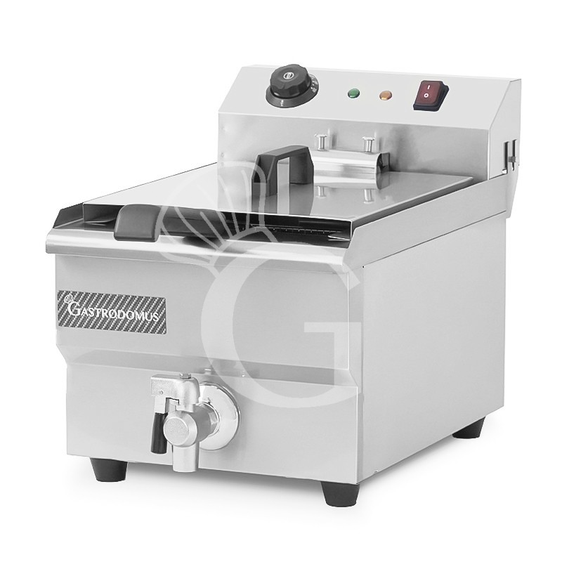 Friggitrice elettrica da banco con rubinetto 1 vasca 13 LT potenza 4 KW Monofase