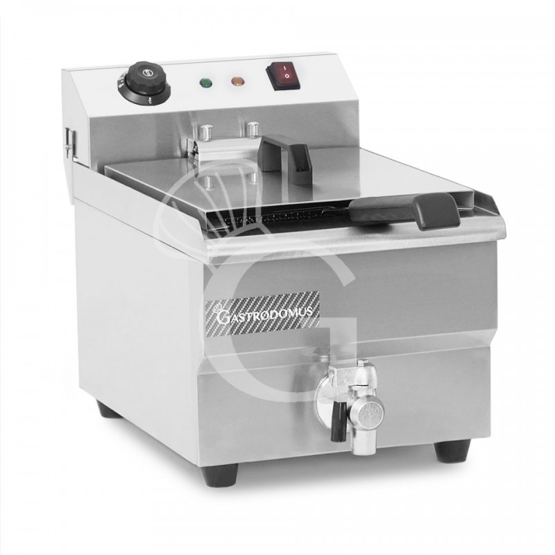 Friggitrice elettrica da banco con rubinetto 1 vasca 13 LT potenza 4 KW Monofase