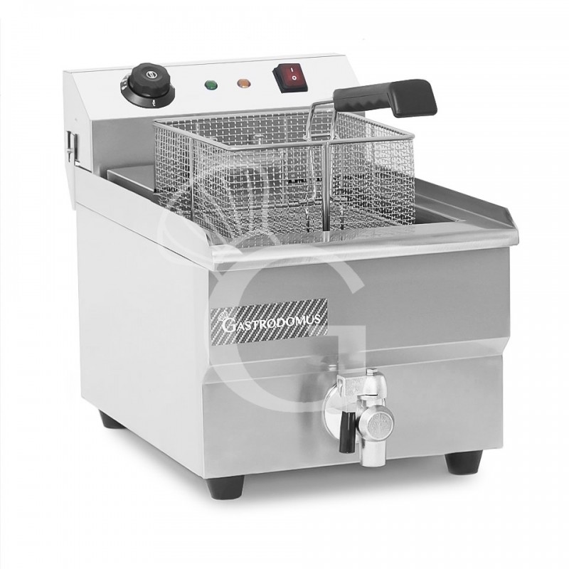 Friggitrice elettrica da banco con rubinetto 1 vasca 13 LT potenza 4 KW Monofase