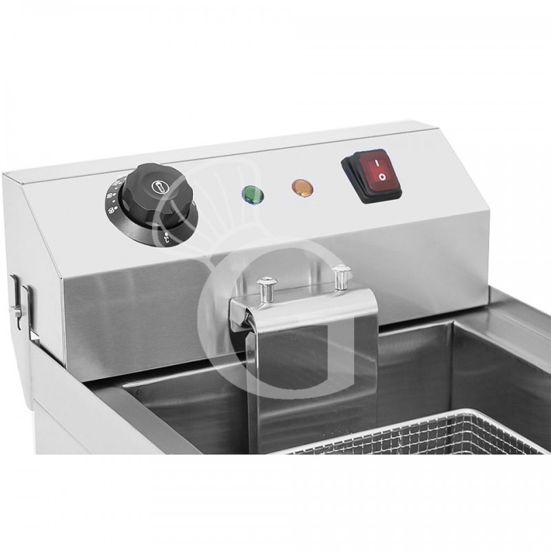 Friggitrice elettrica da banco con rubinetto 1 vasca 13 LT potenza 4 KW Monofase