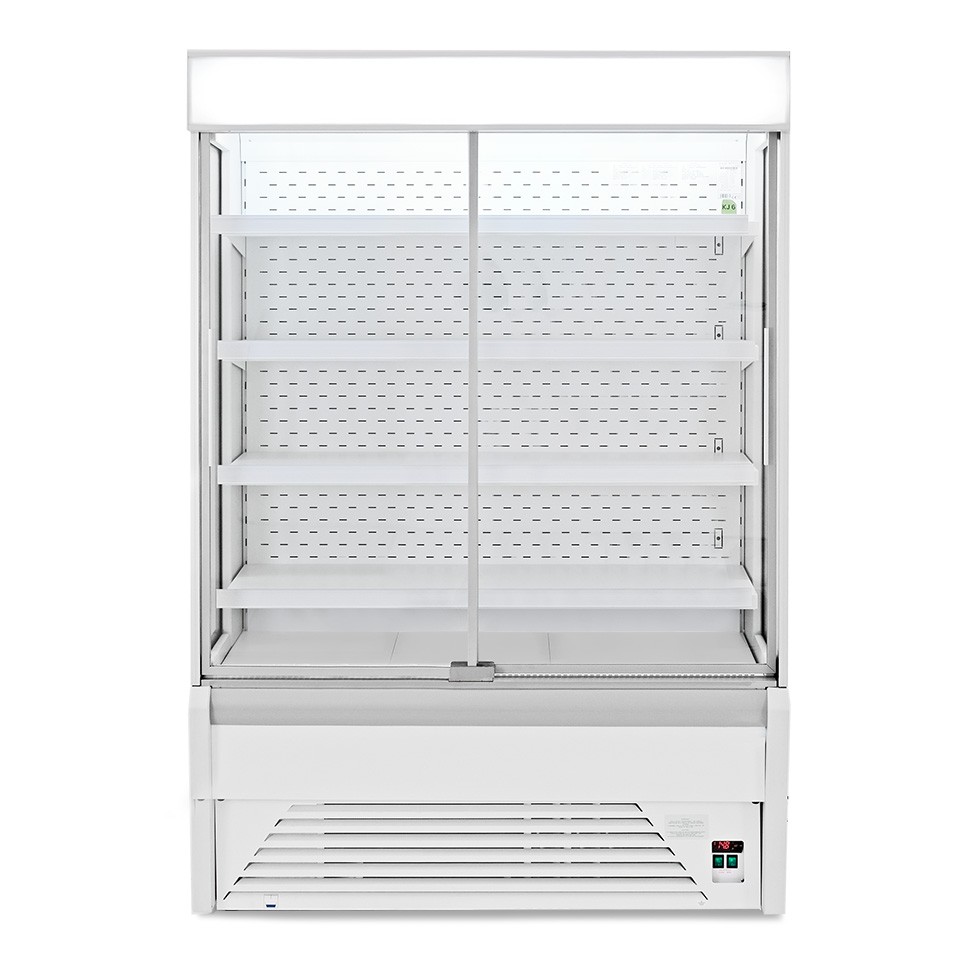 Murale espositivo ventilato Ettore con porte scorrevoli, Temperatura +1°/+10°C, L 1940 mm