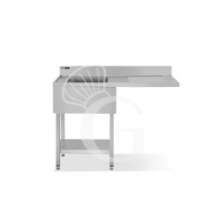Lavello con vano lavastoviglie, gocciolatoio a destra,1 vasca, L 1200 x P 600 x H 965 mm - con foro rubinetto Ø 32 mm