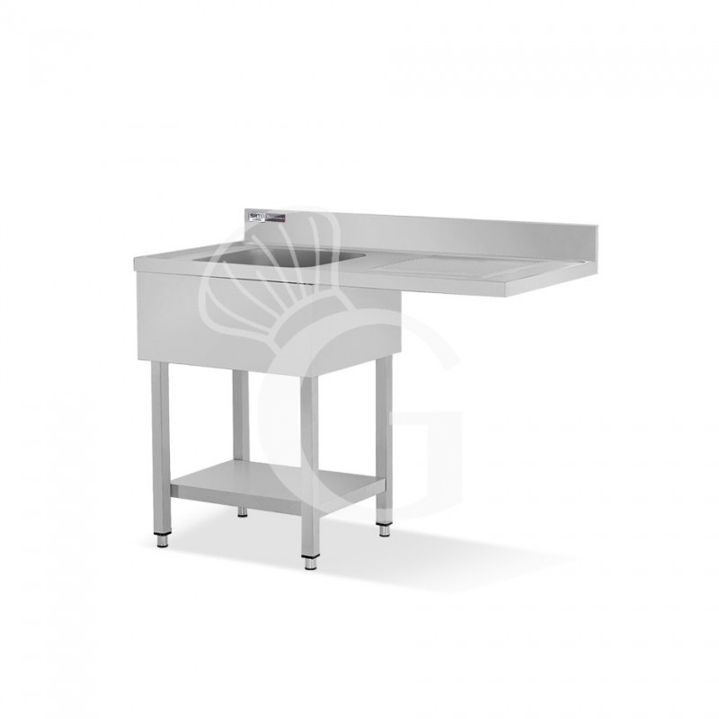Lavello con vano lavastoviglie, gocciolatoio a destra, 1 vasca, L 1200 x P 700 x H 965 mm - con foro rubinetto Ø 32 mm