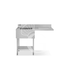 Lavello con vano lavastoviglie, gocciolatoio a destra, 1 vasca, L 1200 x P 700 x H 965 mm - con foro rubinetto Ø 32 mm