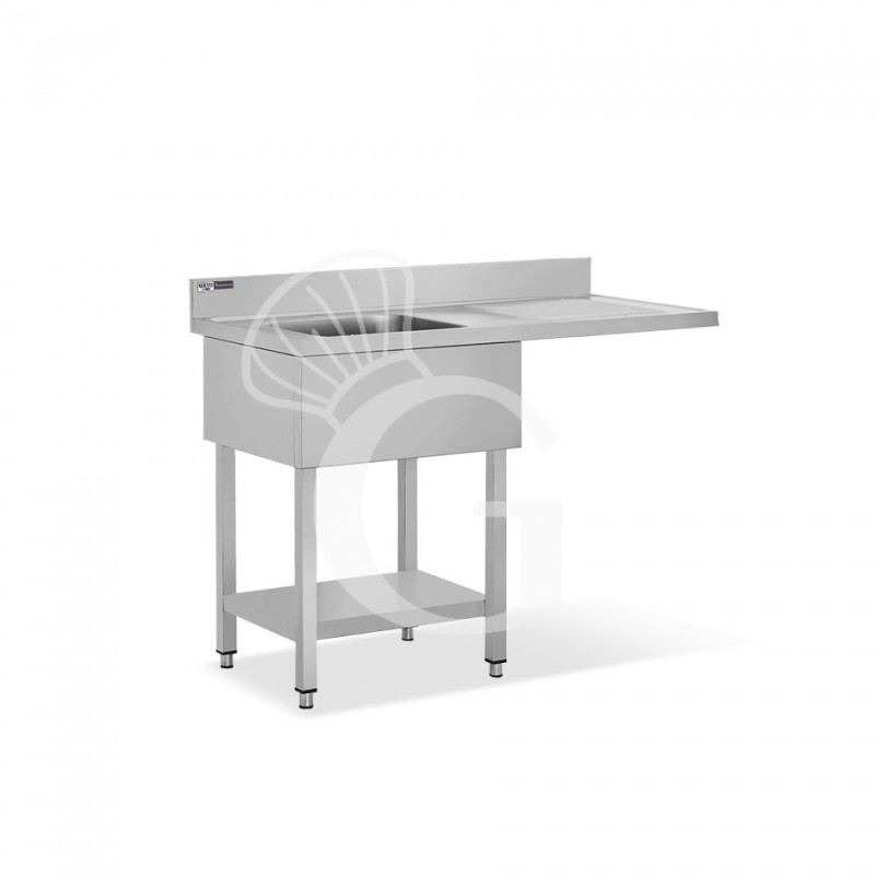 Lavello con vano lavastoviglie, gocciolatoio a destra, 1 vasca, L 1200 x P 700 x H 965 mm - con foro rubinetto Ø 32 mm