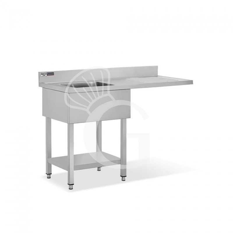 Lavello con vano lavastoviglie, gocciolatoio a destra, 1 vasca, L 1400 x P 600 x H 965 mm - con foro rubinetto Ø 32 mm