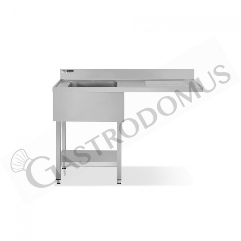 Lavello con vano lavastoviglie, gocciolatoio a destra, 1 vasca, L 1400 x P 700 x H 965 mm - con foro rubinetto Ø 32 mm Lavello con vano lavastoviglie, gocciolatoio a destra, 1 vasca, L 1400 x P 700 x H 965 mm - con foro rubinetto Ø 32 mm