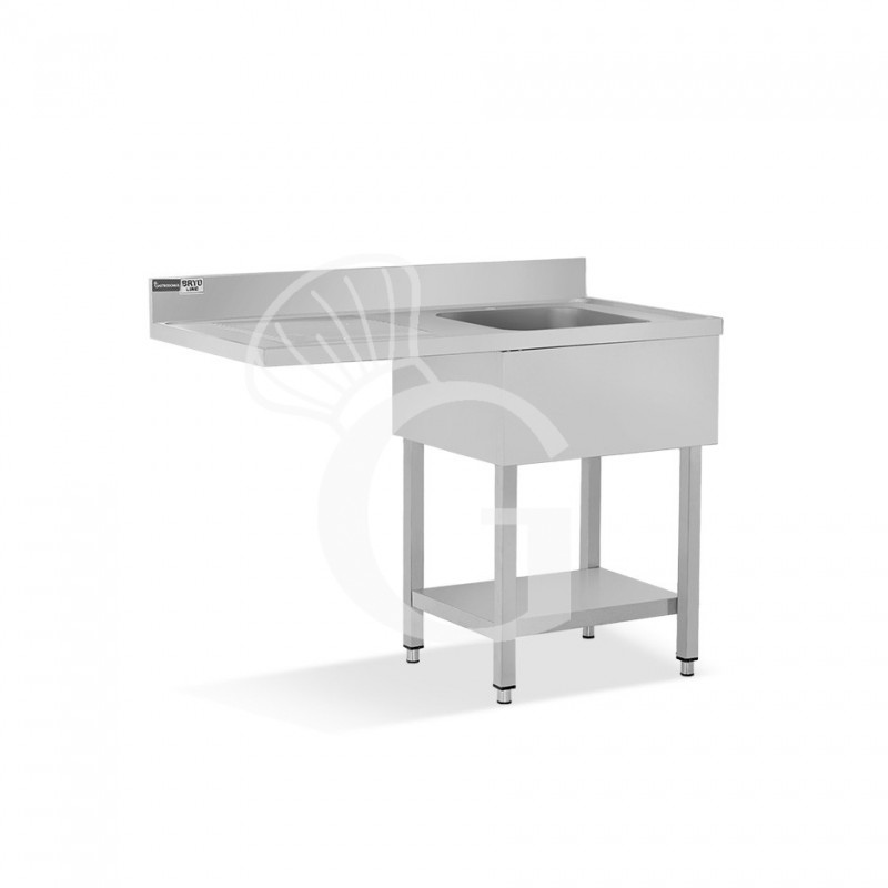 Lavello con vano lavastoviglie, gocciolatoio a sinistra, 1 vasca, L 1200 x P 700 x H 965 mm - con foro rubinetto Ø 32 mm