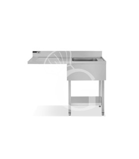 Lavello con vano lavastoviglie, gocciolatoio a sinistra, 1 vasca, L 1200 x P 700 x H 965 mm - con foro rubinetto Ø 32 mm