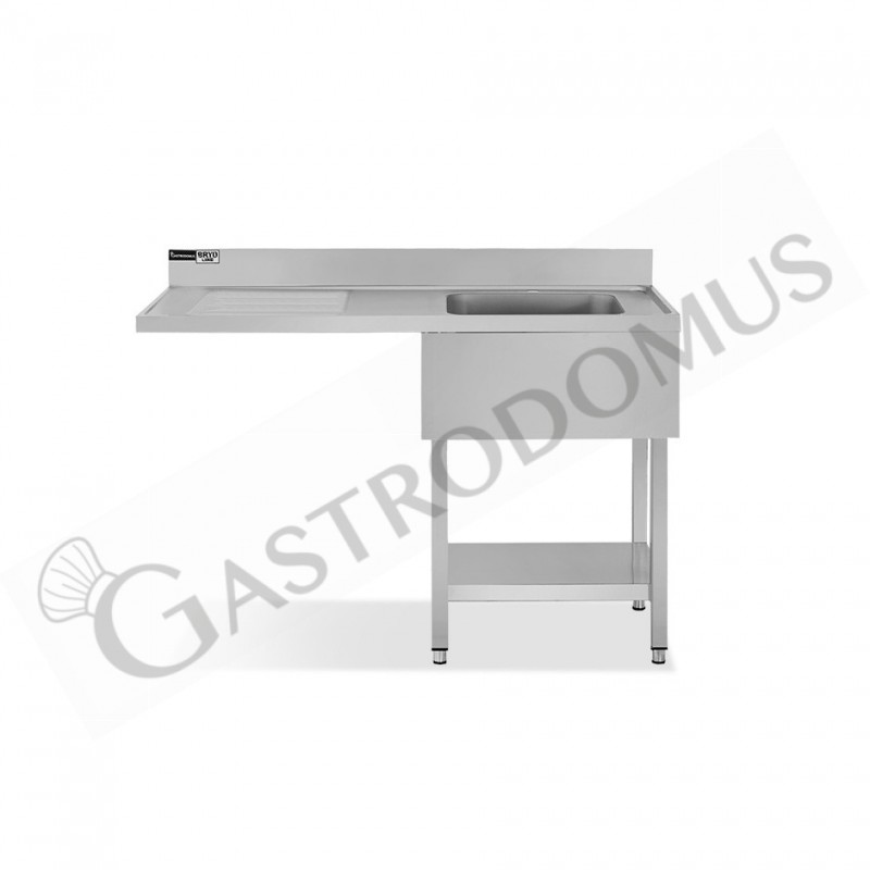 Lavello con vano lavastoviglie, gocciolatoio a sinistra, 1 vasca, L 1400 x P 700 x H 965 mm - con foro rubinetto Ø 32 mm Lavello con vano lavastoviglie, gocciolatoio a sinistra, 1 vasca, L 1400 x P 700 x H 965 mm - con foro rubinetto Ø 32 mm