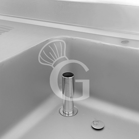 Lavello con vano lavastoviglie,gocciolatoio a sinistra,2 vasche,L2000xP700xH950mm - con foro rubinetto Ø 32 mm Lavello con vano lavastoviglie,gocciolatoio a sinistra,2 vasche,L2000xP700xH950mm - con foro rubinetto Ø 32 mm