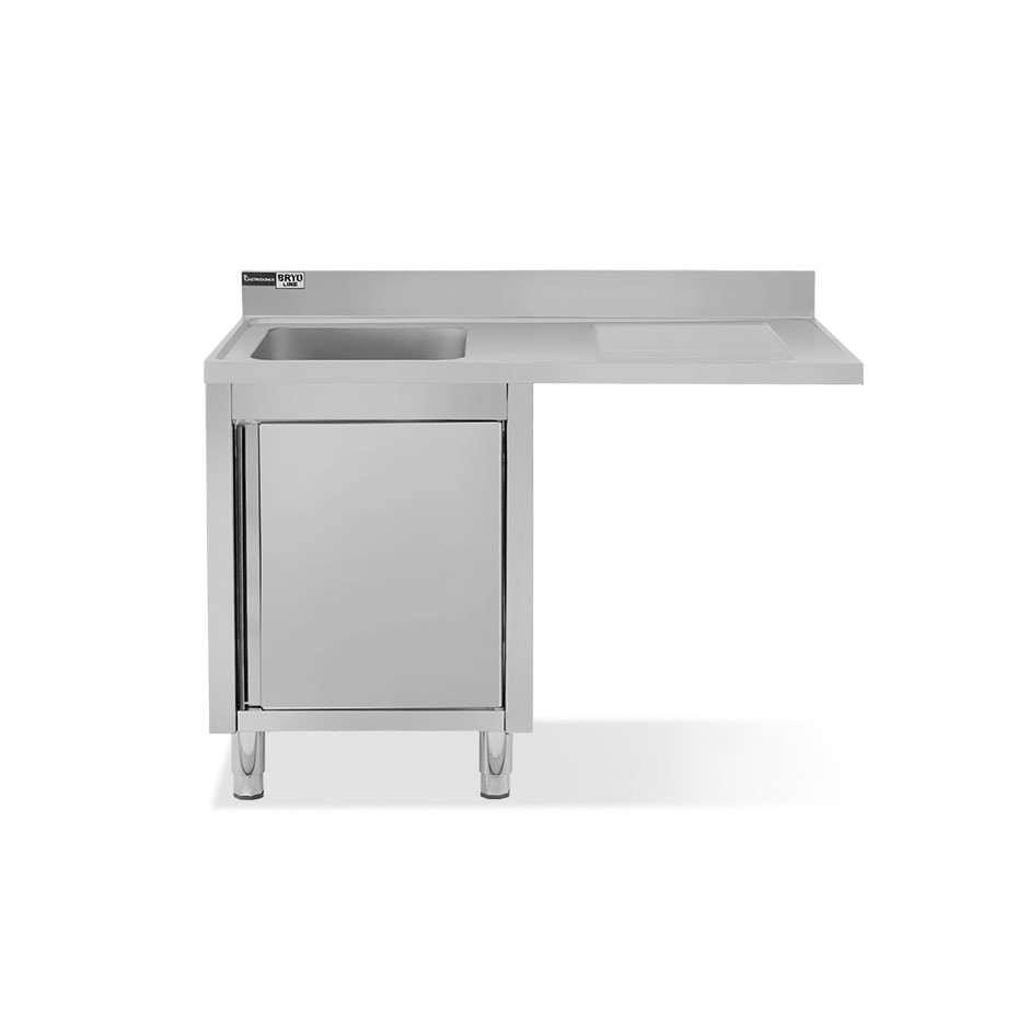 Lavello armadiato vano lavastoviglie,1 vasca,gocciolatoio destra,L1200xP600xH965mm - con foro rubinetto Ø 32 mm