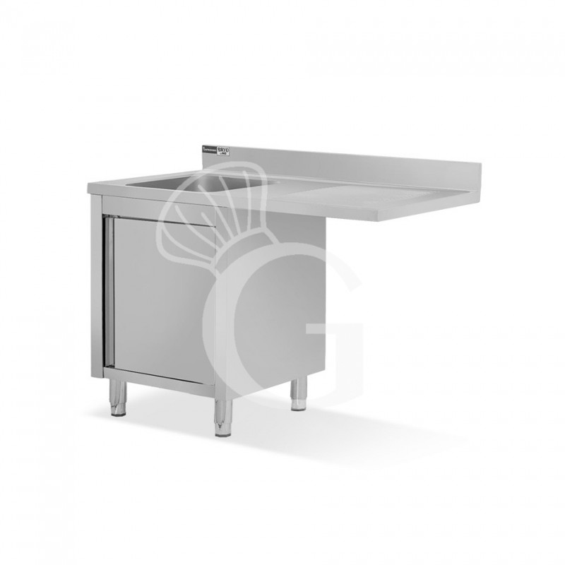 Lavello armadiato vano lavastoviglie,1 vasca,gocciolatoio destra,L1200xP700xH965mm - con foro rubinetto Ø 32 mm