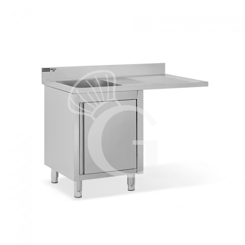 Lavello armadiato vano lavastoviglie,1 vasca,gocciolatoio destra,L1200xP700xH965mm - con foro rubinetto Ø 32 mm