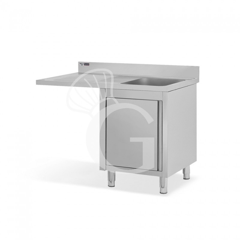 Lavello armadiato vano lavastoviglie,1 vasca,gocciolatoio sinistra,L1200xP600xH965mm - con foro rubinetto Ø 32 mm