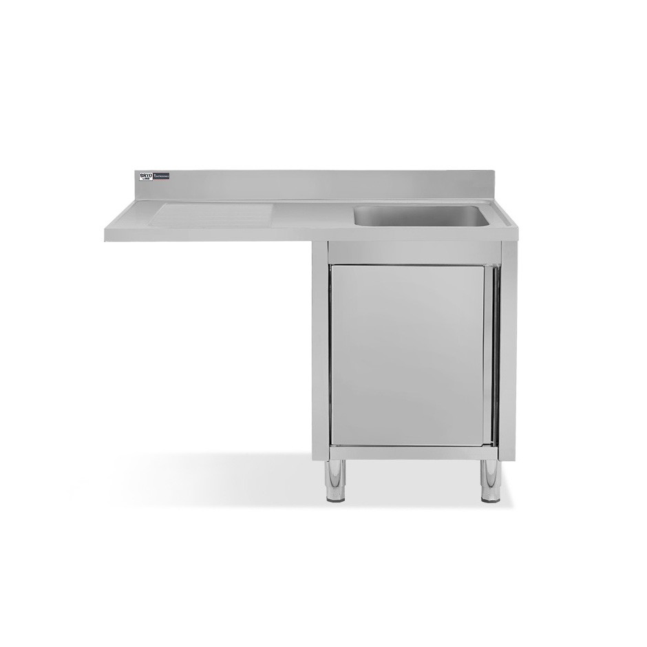 Lavello armadiato vano lavastoviglie,1 vasca,gocciolatoio sinistra,L1200xP600xH965mm - con foro rubinetto Ø 32 mm