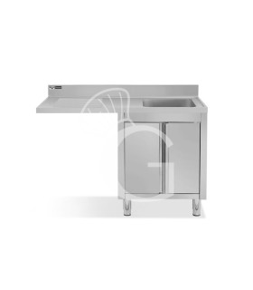 Lavello armadiato vano lavastoviglie,1 vasca,gocciolatoio sinistra,L1500xP600xH965mm - con foro rubinetto Ø 32 mm
