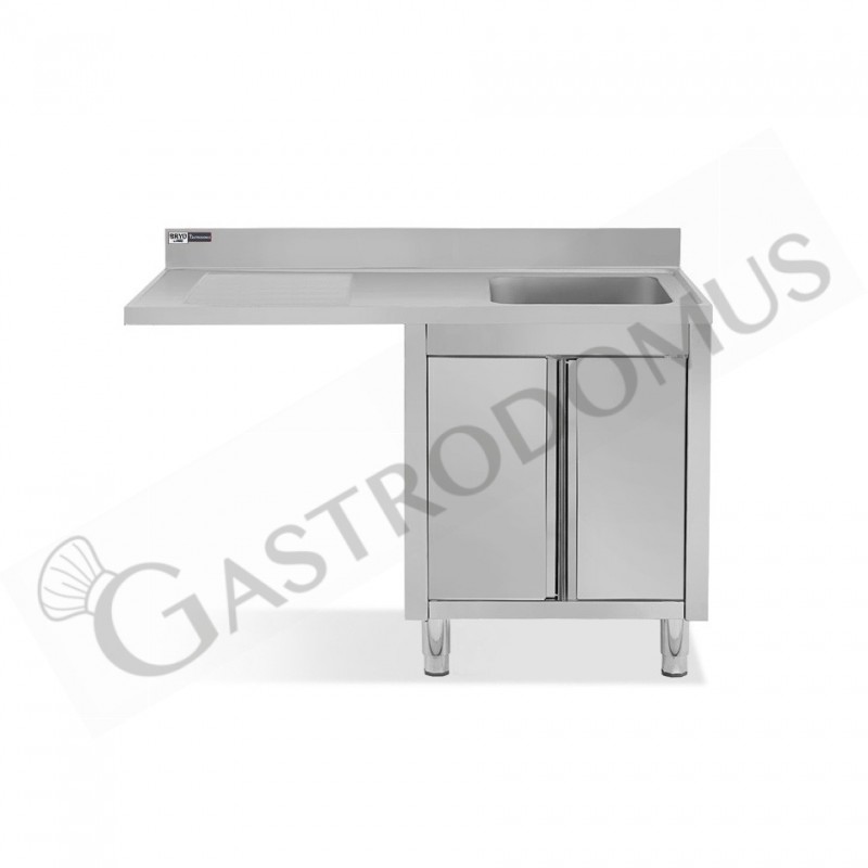 Lavello armadiato vano lavastoviglie,1 vasca,gocciolatoio sinistra,L1500xP600xH965mm - con foro rubinetto Ø 32 mm Lavello armadiato vano lavastoviglie,1 vasca,gocciolatoio sinistra,L1500xP600xH965mm - con foro rubinetto Ø 32 mm