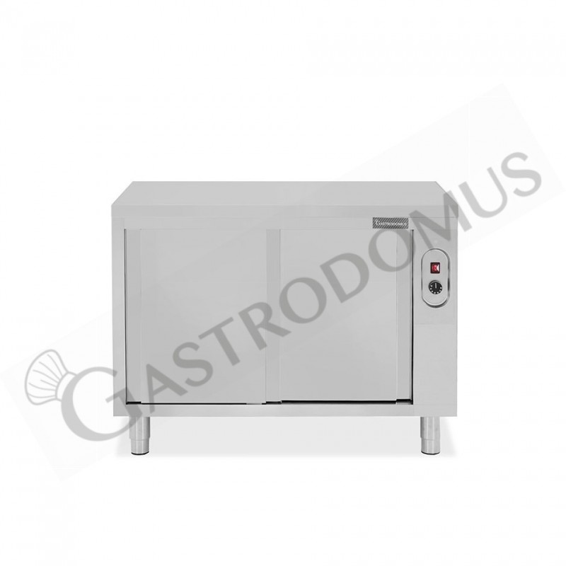 Tavolo caldo in acciaio inox con porte scorrevoli, L 1100 mm x P 700 mm x H 850 mm Tavolo caldo in acciaio inox con porte scorrevoli, L 1100 mm x P 700 mm x H 850 mm