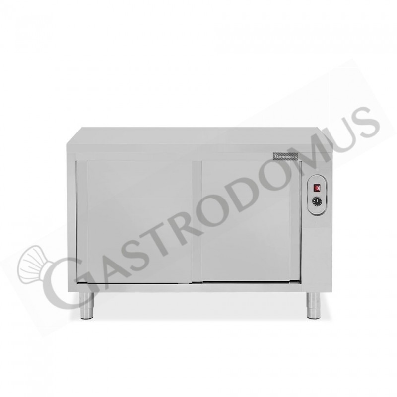 Tavolo caldo in acciaio inox con porte scorrevoli, L 1200 mm x P 700 mm x H 850 mm Tavolo caldo in acciaio inox con porte scorrevoli, L 1200 mm x P 700 mm x H 850 mm