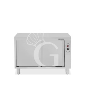 Tavolo caldo in acciaio inox con porte scorrevoli, L 1300 mm x P 700 mm x H 850 mm