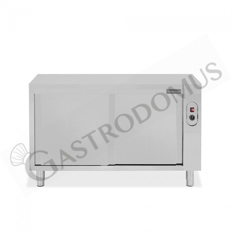 Tavolo caldo in acciaio inox con porte scorrevoli, L 1400 mm x P 600 mm x H 850 mm Tavolo caldo in acciaio inox con porte scorrevoli, L 1400 mm x P 600 mm x H 850 mm