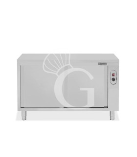 Tavolo caldo in acciaio inox con porte scorrevoli, L 1500 mm x P 600 mm x H 850 mm