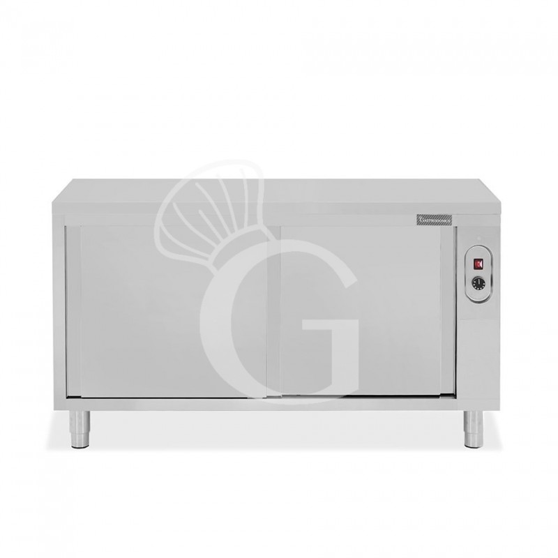 Tavolo caldo in acciaio inox con porte scorrevoli, L 1600 mm x P 700 mm x H 850 mm
