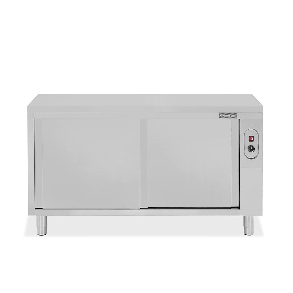 Tavolo caldo in acciaio inox con porte scorrevoli, L 1800 mm x P 600 mm x H 850 mm