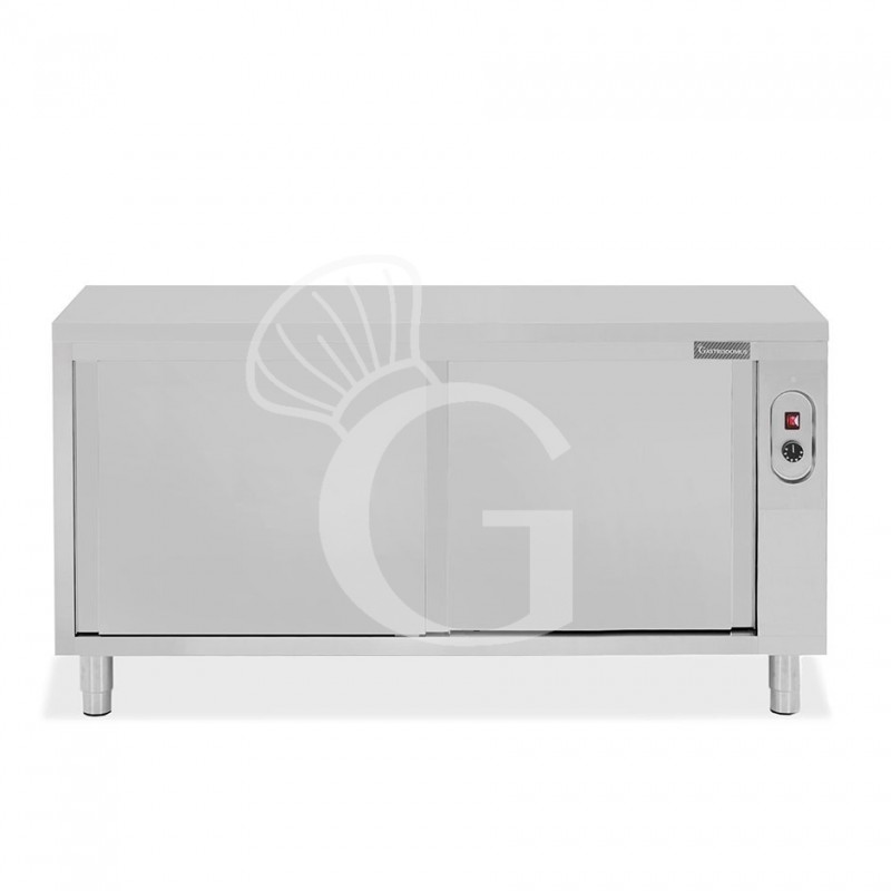 Tavolo caldo in acciaio inox con porte scorrevoli, L 1800 mm x P 700 mm x H 850 mm Tavolo caldo in acciaio inox con porte scorrevoli, L 1800 mm x P 700 mm x H 850 mm
