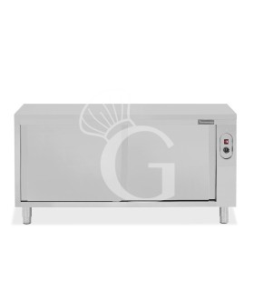 Tavolo caldo in acciaio inox con porte scorrevoli, L 2000 mm x P 600 mm x H 850 mm