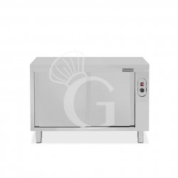 Tavolo caldo passante in acciaio inox con porte scorrevoli, L 1200 mm x P 700 mm x H 850 mm