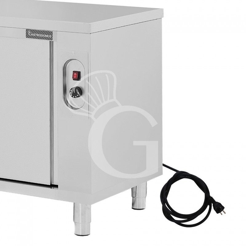 Tavolo caldo passante in acciaio inox con porte scorrevoli, L 1300 mm x P 700 mm x H 850 mm