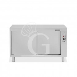 Tavolo caldo passante in acciaio inox con porte scorrevoli, L 1500 mm x P 700 mm x H 850 mm