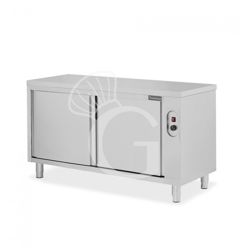 Tavolo caldo passante in acciaio inox con porte scorrevoli, L 1700 mm x P 700 mm x H 850 mm