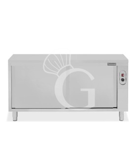Tavolo caldo passante in acciaio inox con porte scorrevoli, L 1900 mm x P 600 mm x H 850 mm