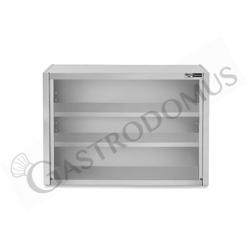 Pensile inox a giorno con 2 ripiani, L 800 mm x P 400 mm x H 1000 mm Pensile inox a giorno con 2 ripiani, L 800 mm x P 400 mm x H 1000 mm