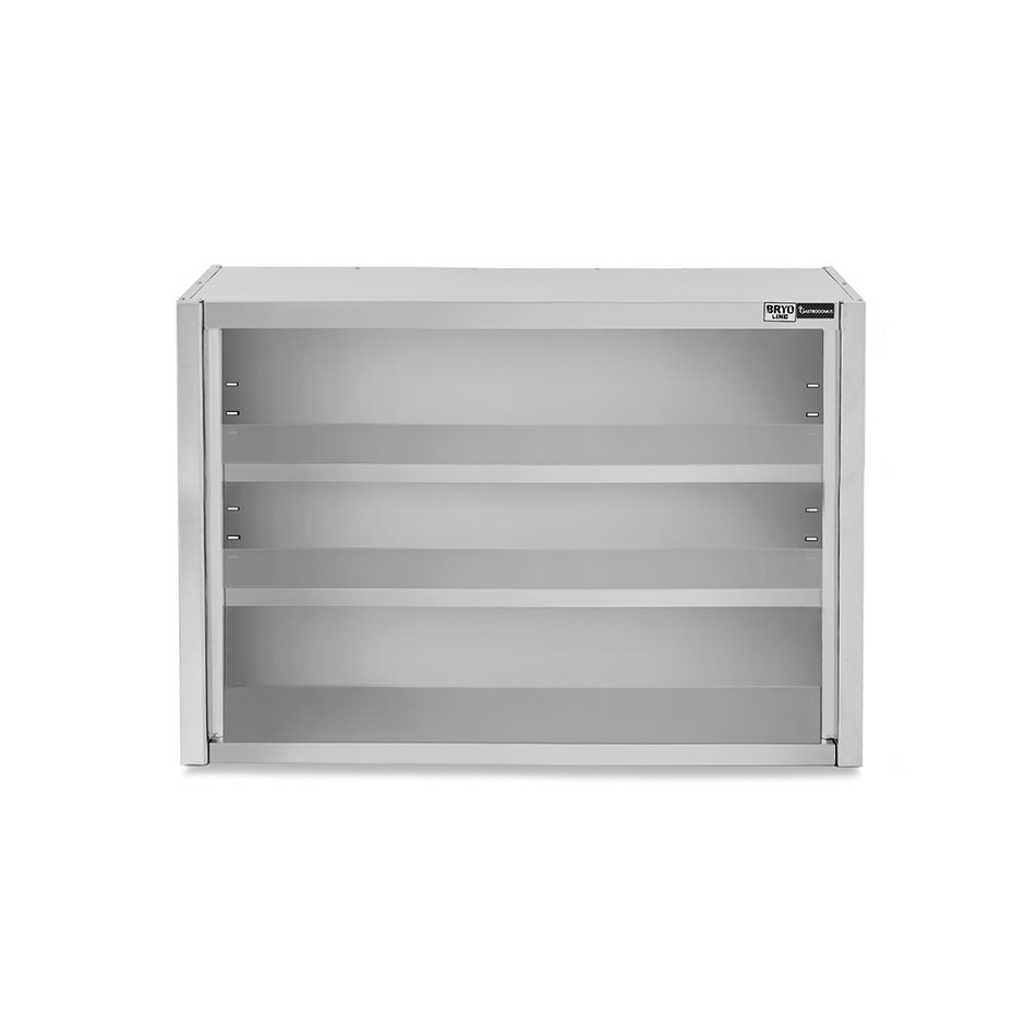 Pensile inox a giorno con 2 ripiani, L 800 mm x P 400 mm x H 1000 mm