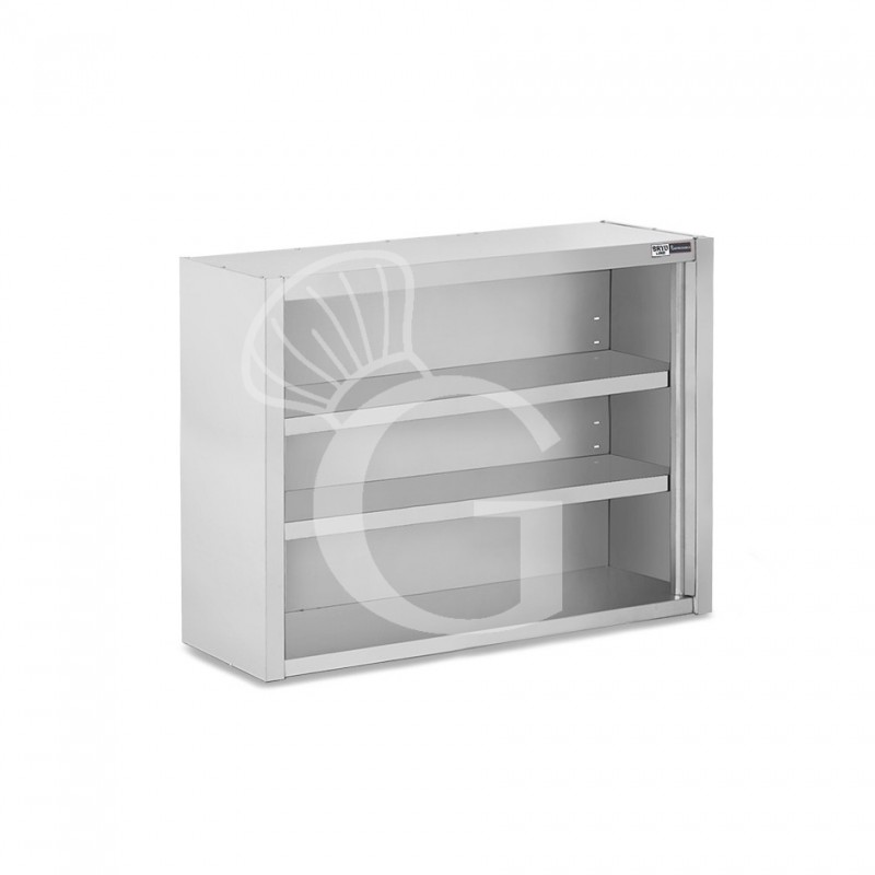 Pensile inox a giorno con 2 ripiani, L 900 mm x P 400 mm x H 1000 mm