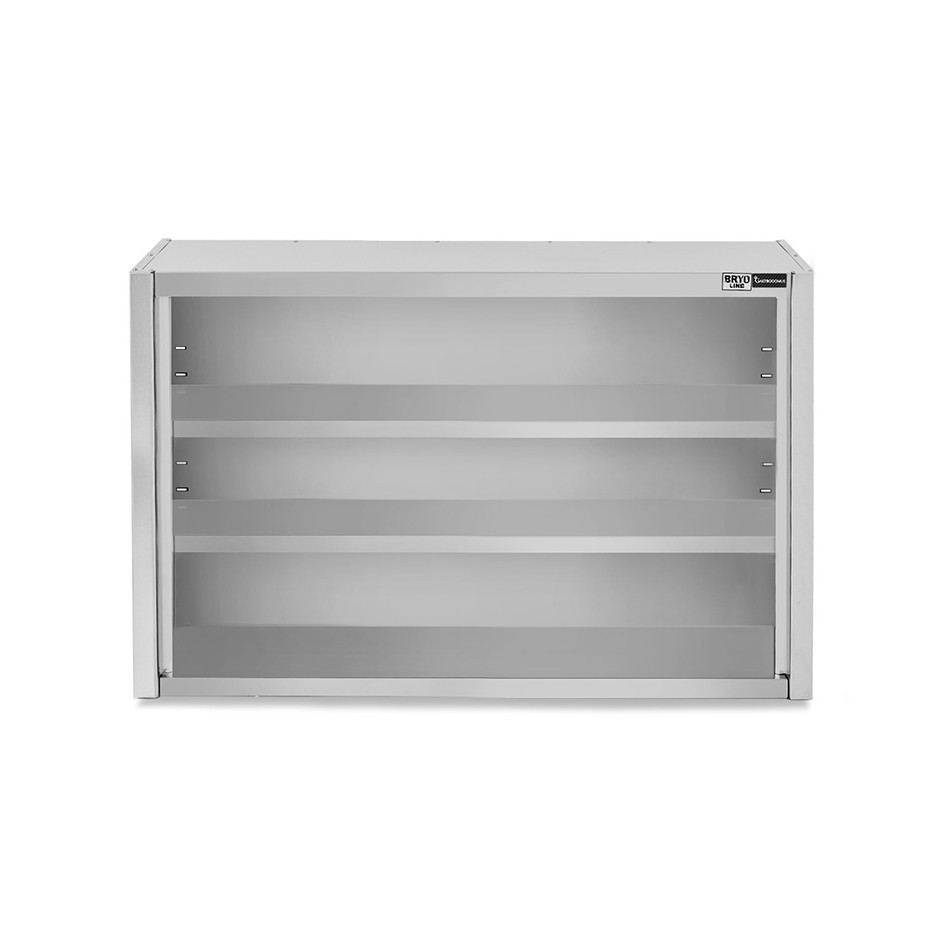 Pensile inox a giorno con 2 ripiani, L 1200 mm x P 400 mm x H 1000 mm